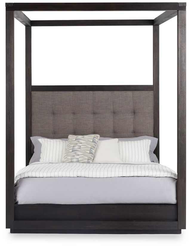 Madden Gray Fabric Canopy Bed