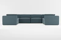 Destin Elevation Dark Blue Fabric 8-piece Modular Sectional