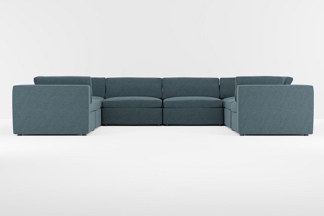 Destin Elevation Dark Blue Fabric 8-piece Modular Sectional