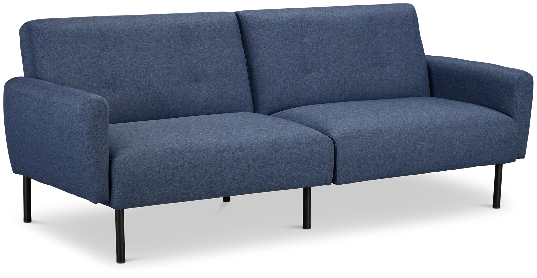 Denali Dark Blue Fabric Sofa Futon