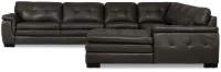 Braden Dark Gray Leather Large Right Chaise Sectional