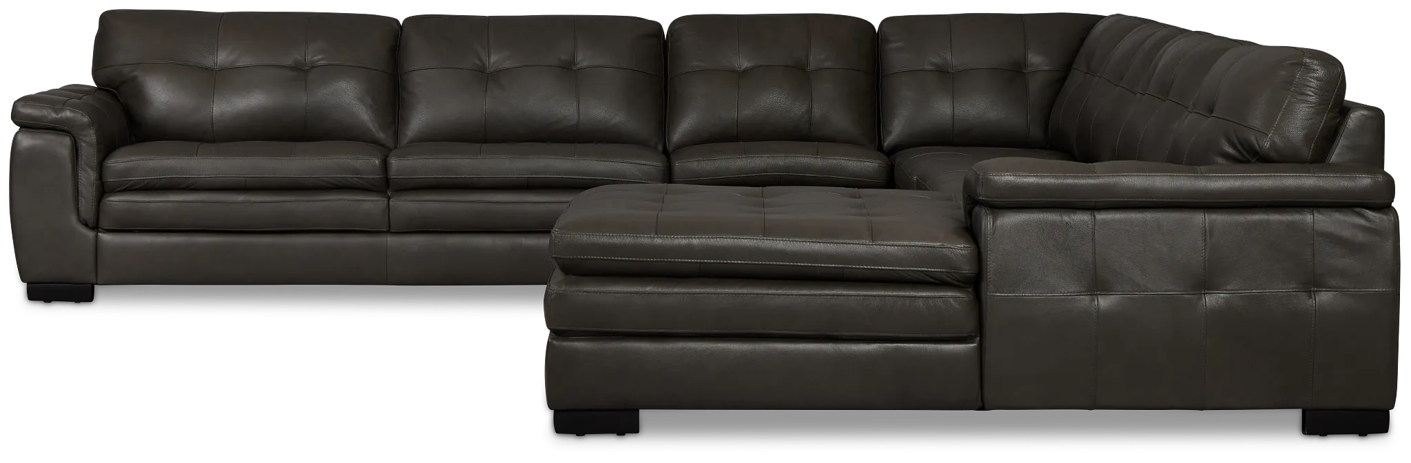 Braden Dark Gray Leather Large Right Chaise Sectional