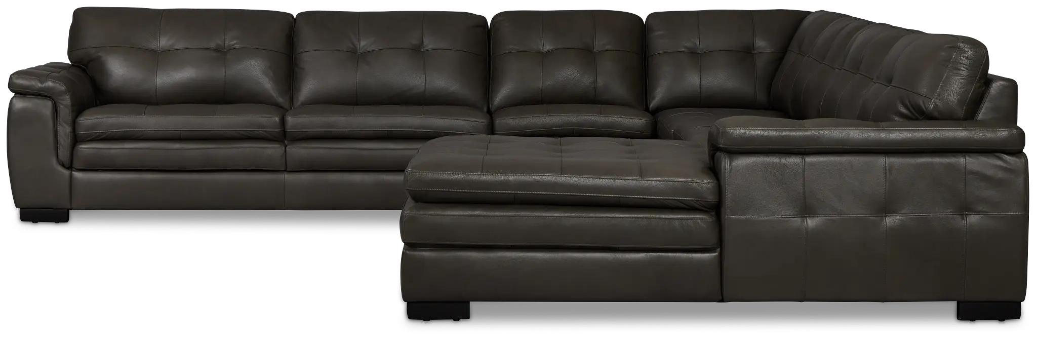 Braden Dark Gray Leather Large Right Chaise Sectional Braden Dark Gray Leather Large Right Chaise Sectional