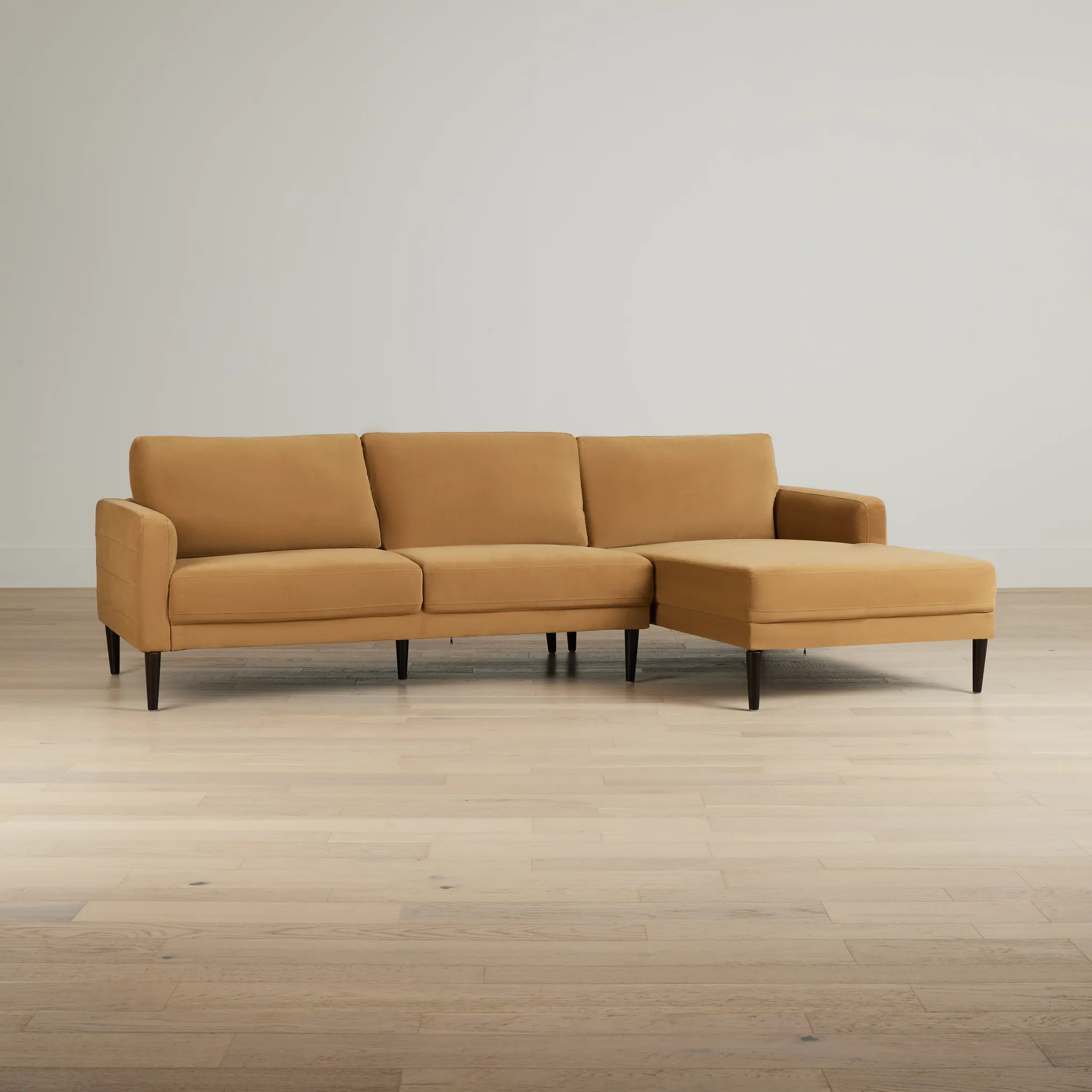 Nala Light Brown Velvet Right Chaise Sectional