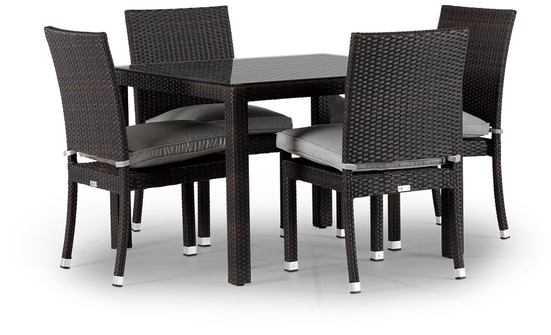 Zen Gray 40" Square Table & 4 Chairs