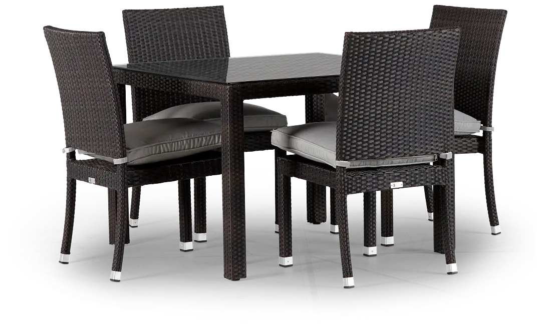 Zen Gray 40" Square Table & 4 Chairs Zen Gray 40" Square Table & 4 Chairs
