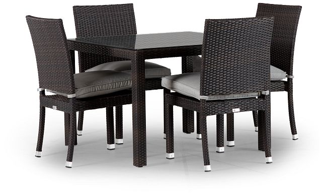 Zen Gray 40" Square Table & 4 Chairs