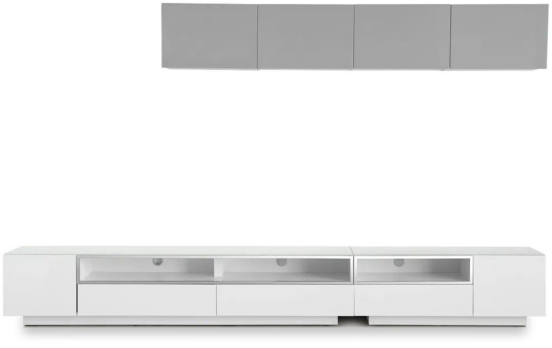 Vancouver 134" White Gray 6-piece Right Modular Entertainment Wall