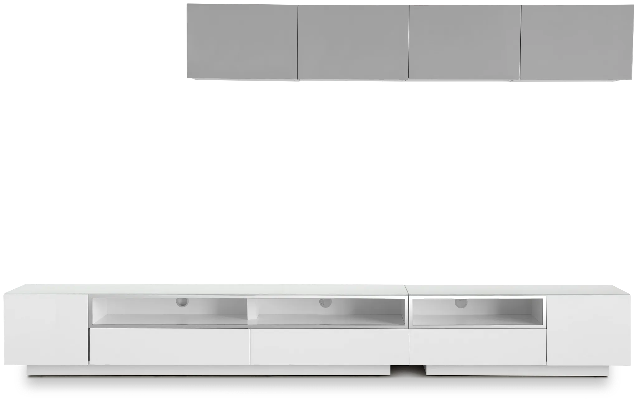 Vancouver 134" White Gray 6-piece Right Modular Entertainment Wall