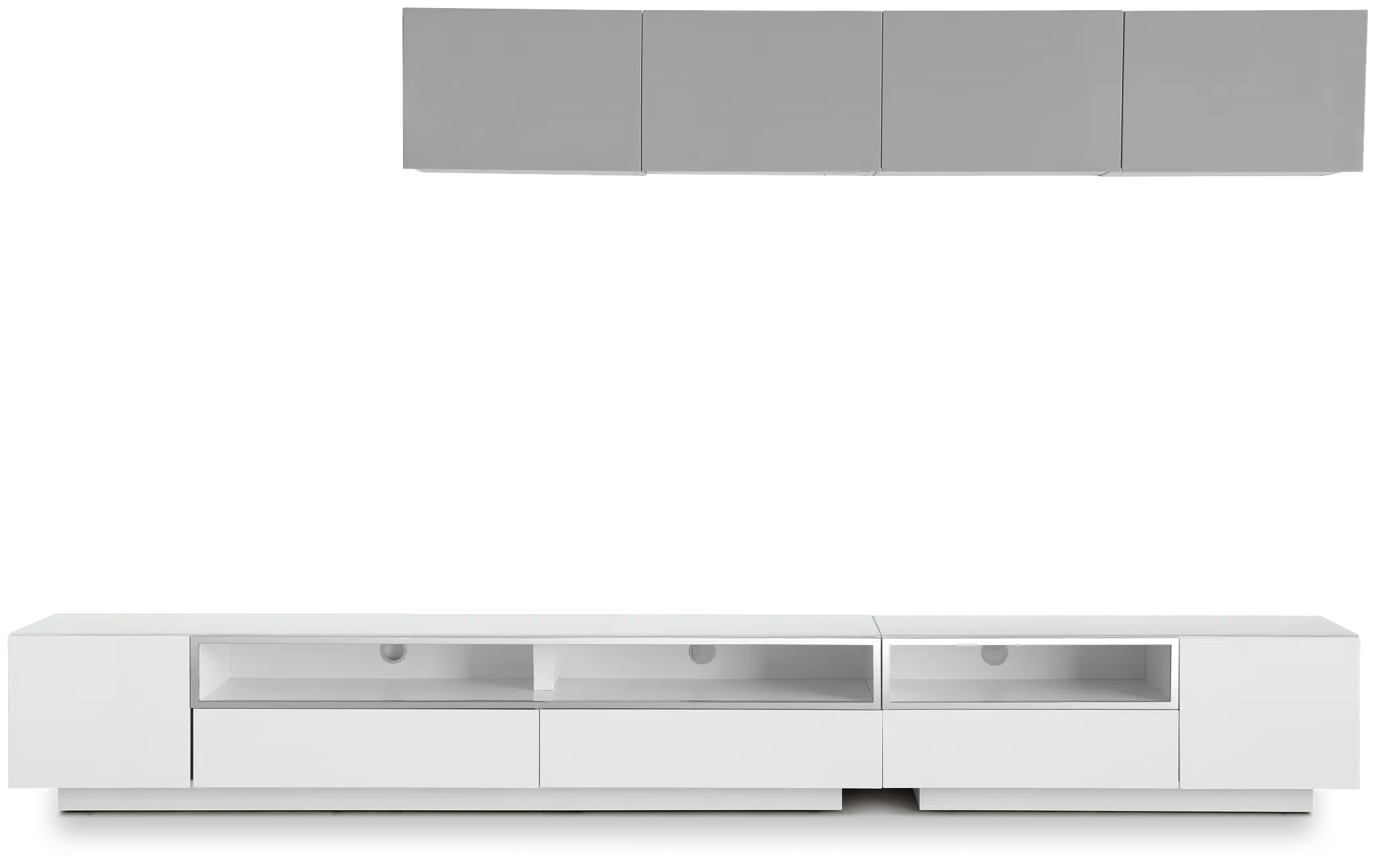 Vancouver 134" White Gray 6-piece Right Modular Entertainment Wall Vancouver 134" White Gray 6-piece Right Modular Entertainment Wall