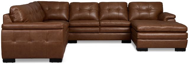 Braden Medium Brown Leather Medium Right Chaise Sectional
