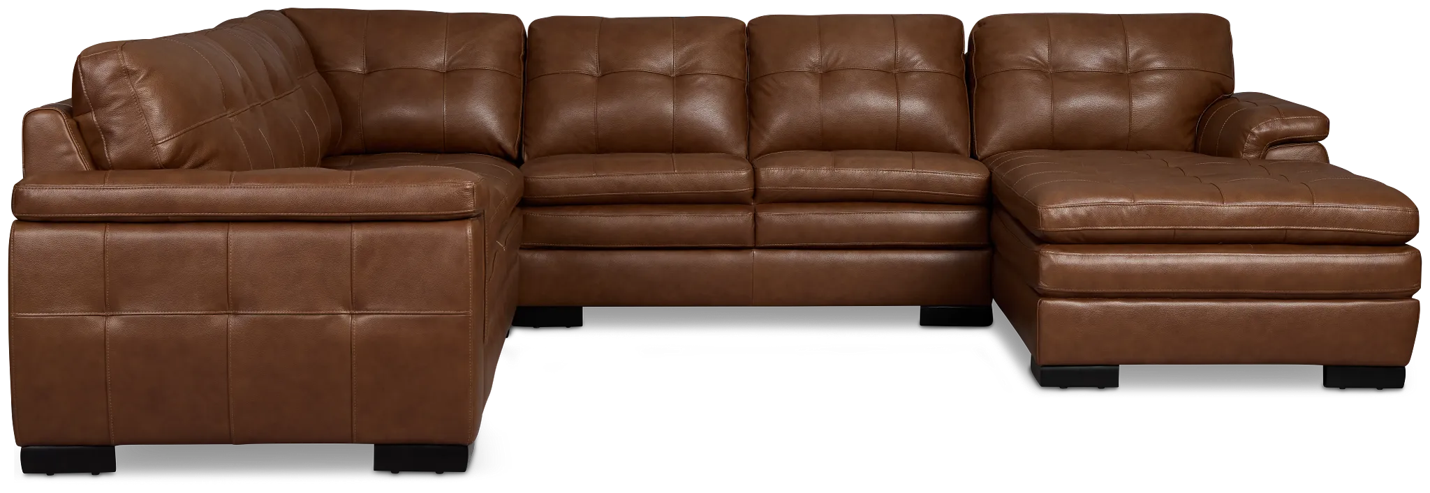 Braden Medium Brown Leather Medium Right Chaise Sectional