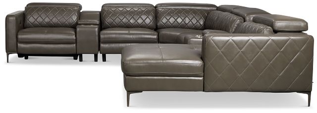 Ava Dark Gray Micro Large Dual Power Right Chaise Sectional