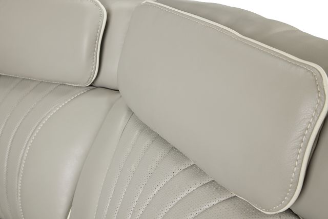 Nova Light Gray Lthr/vinyl Medium 2-arm Quadruple Power Massage Sectional