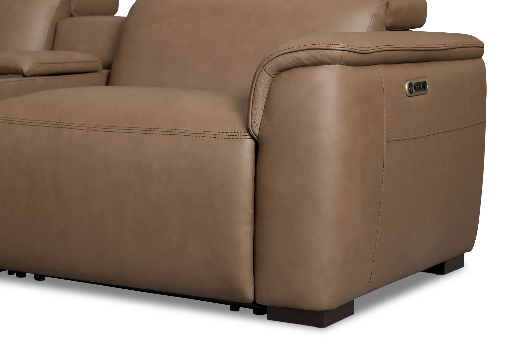 Flexsteel Brodie Dark Brown Lthr/vinyl Large Triple Power Reclining Two-arm Sectional