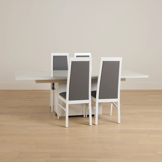 Modena White Rect Table & 4 Chairs