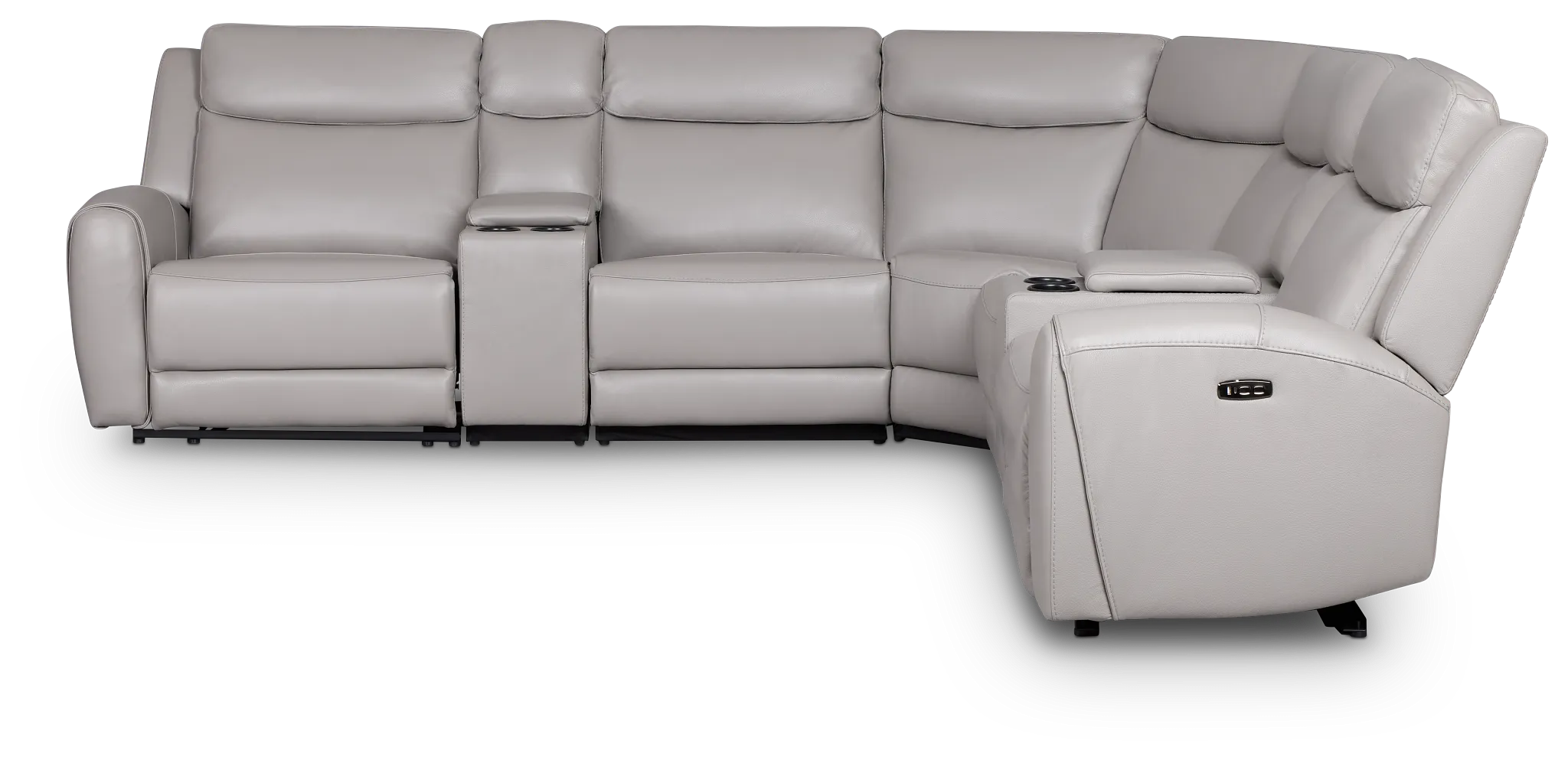 Walker Light Gray Lthr/vinyl Large Triple Power Reclining Two-arm Sectional