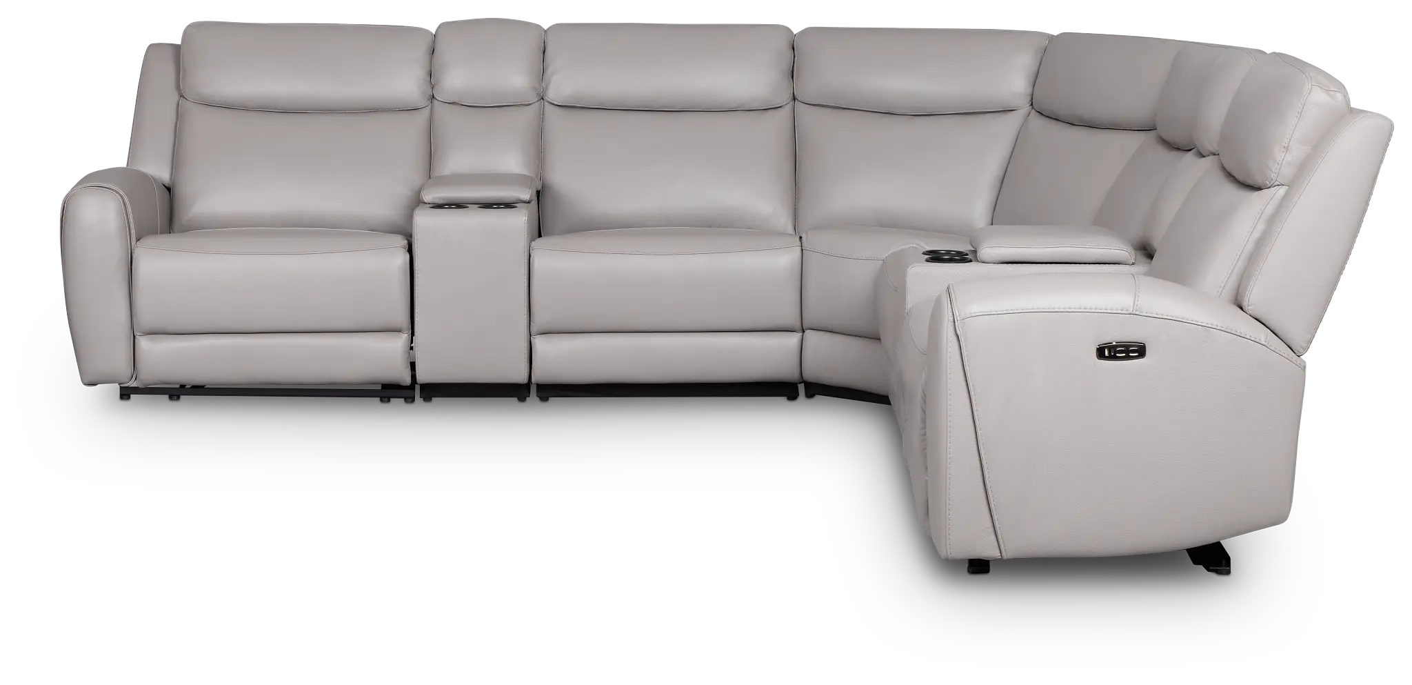 Walker Light Gray Lthr/vinyl Large Triple Power Reclining Two-arm Sectional Walker Light Gray Lthr/vinyl Large Triple Power Reclining Two-arm Sectional