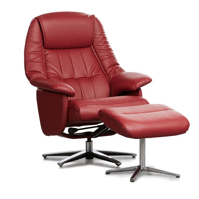 Jones Red Micro Recliner & Ottoman