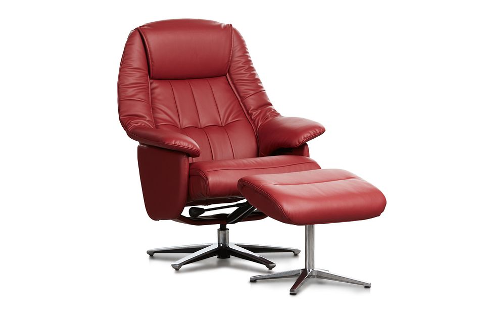 Jones Red Micro Recliner & Ottoman