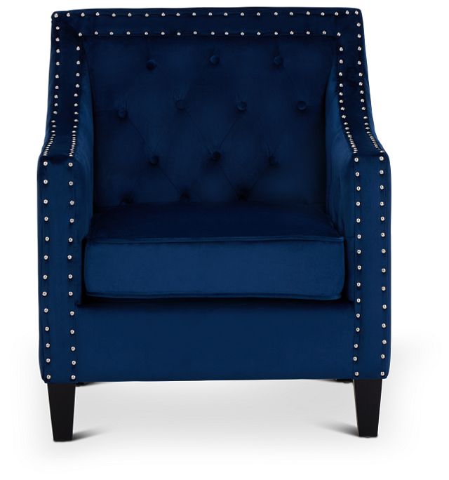 Tiffany Dark Blue Velvet Accent Chair