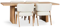 Malibu Light Tone Rect Table & 4 Upholstered Chairs