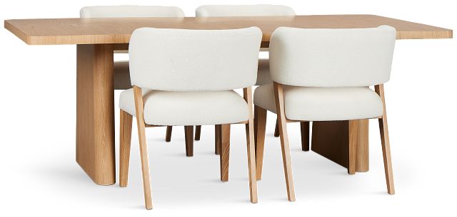 Malibu Light Tone Rect Table & 4 Upholstered Chairs