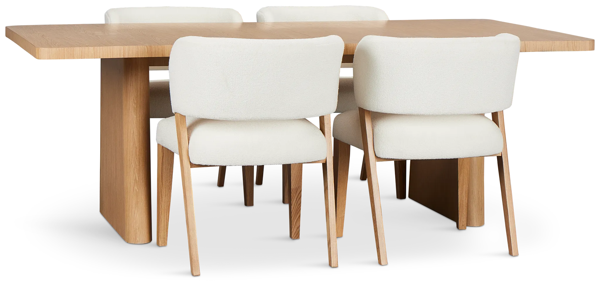 Malibu Light Tone Rect Table & 4 Upholstered Chairs