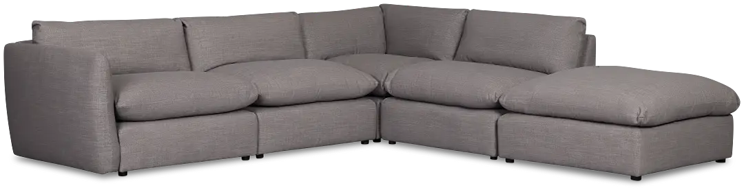 Serena Gray Fabric 5-piece Right Facing Bumper Sectional Serena Gray Fabric 5-piece Right Facing Bumper Sectional