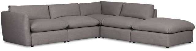 Serena Gray Fabric 5-piece Right Facing Bumper Sectional