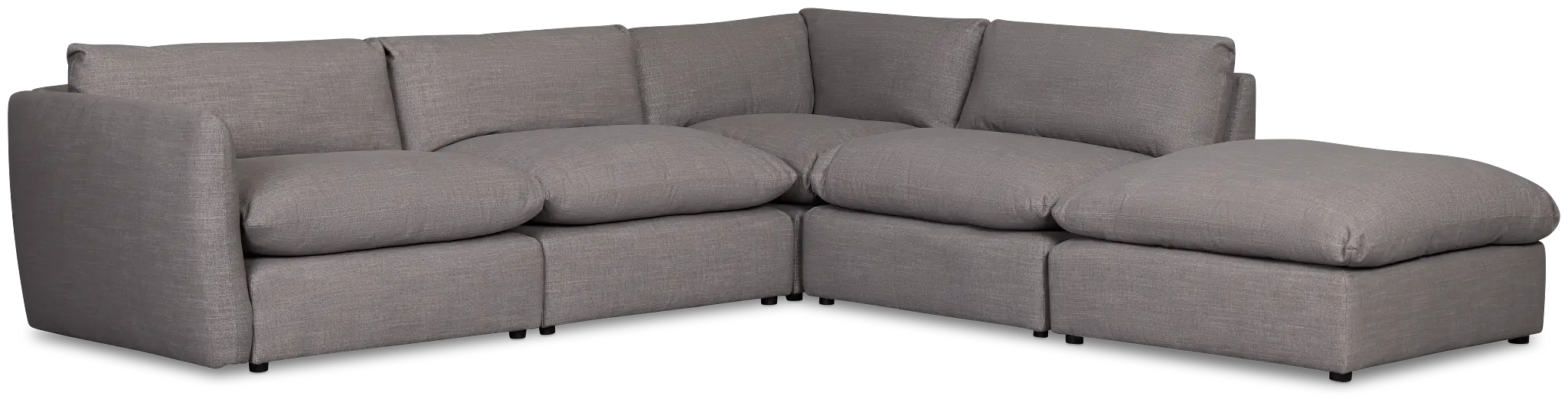 Serena Gray Fabric 5-piece Right Facing Bumper Sectional Serena Gray Fabric 5-piece Right Facing Bumper Sectional