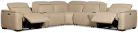 Flexsteel Brodie Taupe Leather/Vinyl Large Dual Power Reclining Two-arm Sectional
