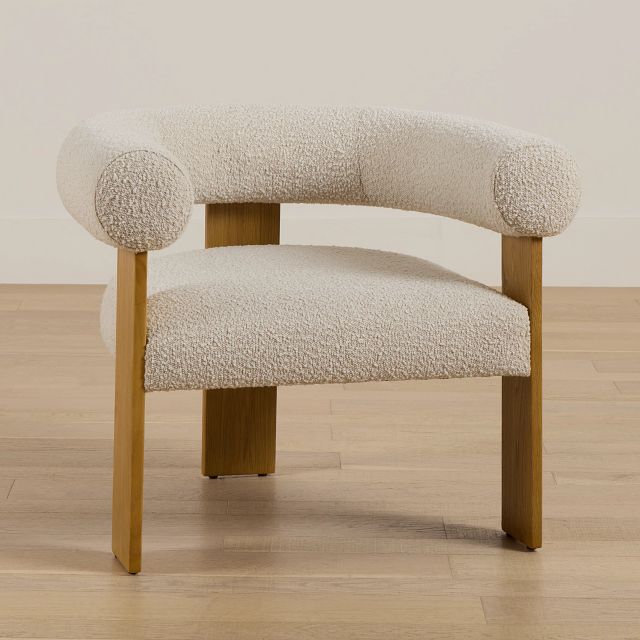 Elara White Fabric Accent Chair