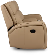 Rhett Taupe Micro Reclining Console Loveseat