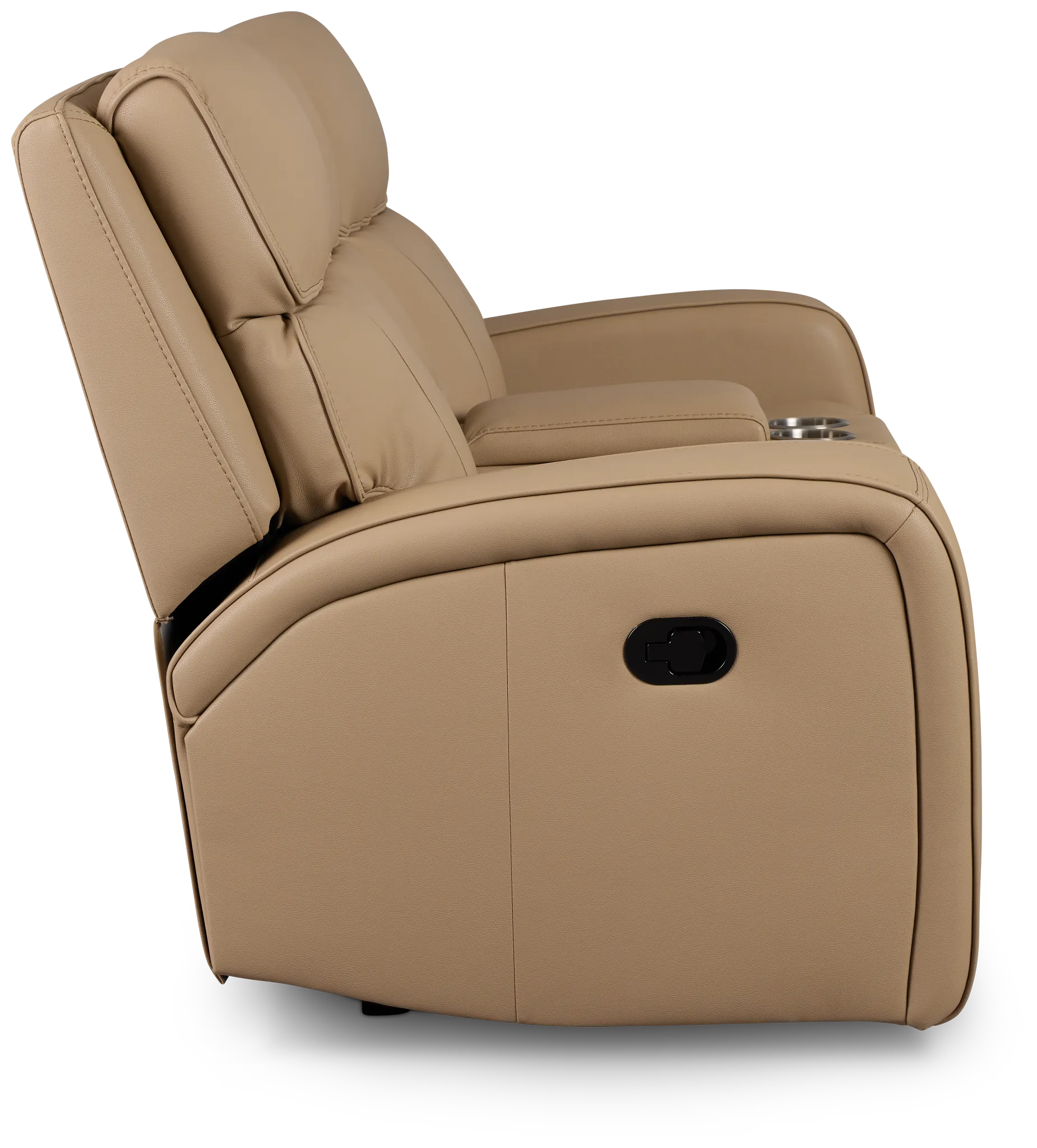 Rhett Taupe Micro Reclining Console Loveseat