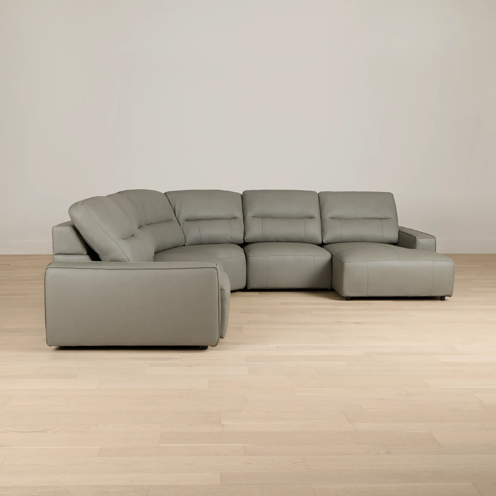 Rudy Gray Lthr/vinyl Small Left Chaise Power Extension Sectional