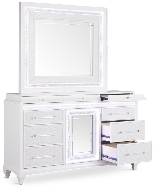 Milan White Dresser & Mirror