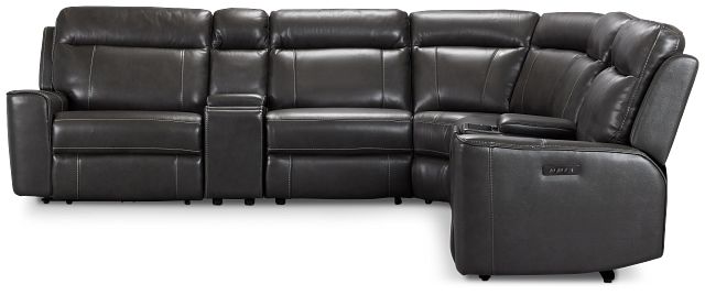 Benji Dark Gray Lthr/vinyl Large Triple Power Reclining Two-arm Sectional