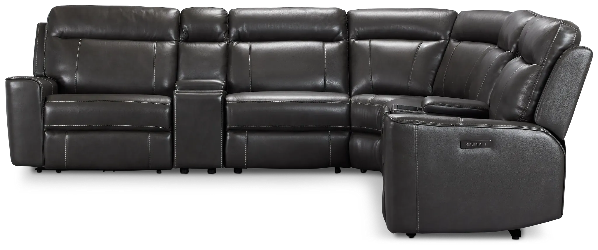 Benji Dark Gray Lthr/vinyl Large Triple Power Reclining Two-arm Sectional