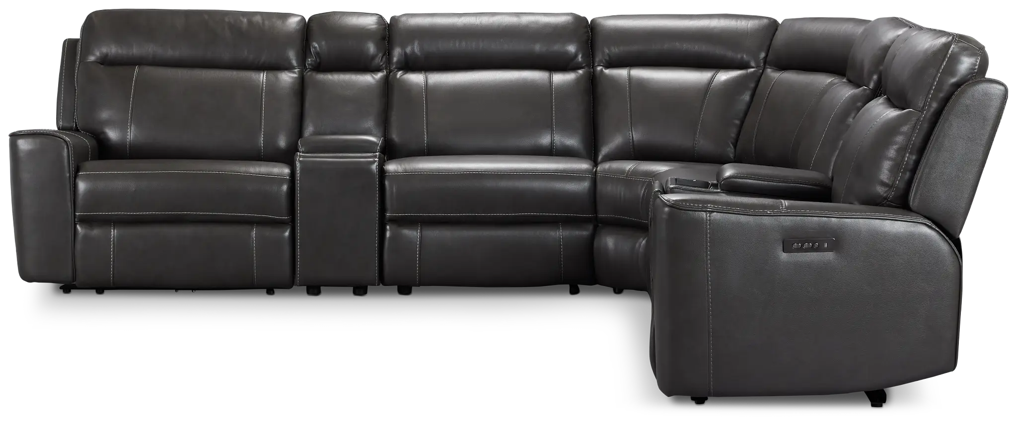 Benji Dark Gray Lthr/vinyl Large Triple Power Reclining Two-arm Sectional Benji Dark Gray Lthr/vinyl Large Triple Power Reclining Two-arm Sectional