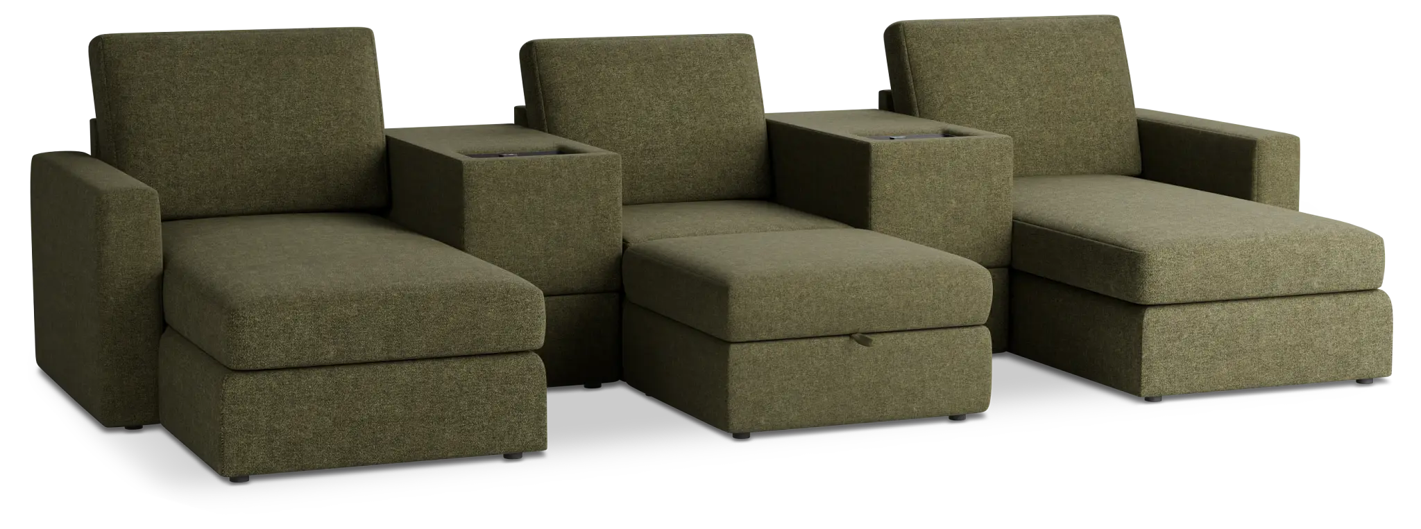 Citymod Green Fabric 6-piece Home Theater With Storage Consoles Citymod Green Fabric 6-piece Home Theater With Storage Consoles