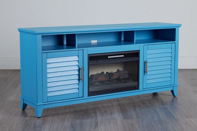 Cape May Teal 72" Tv Stand With Fireplace Insert