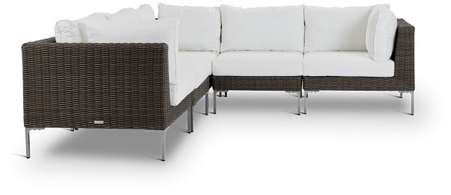 Tulum White Woven Two-arm Sectional