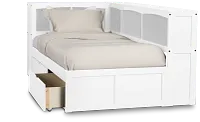 Charleston White Corner Bookcase Bed With 2 Storage Drawers