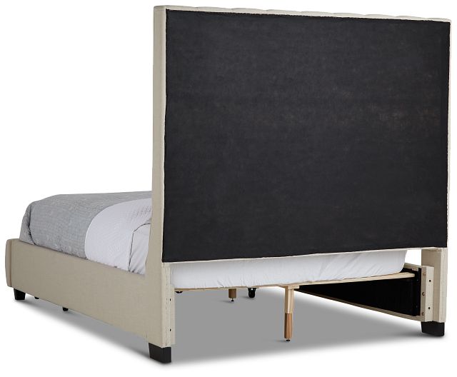 Rylee Beige Uph Platform Storage Bed