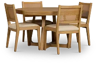 Pacific Light Tone Round Table & 4 Upholstered Chairs