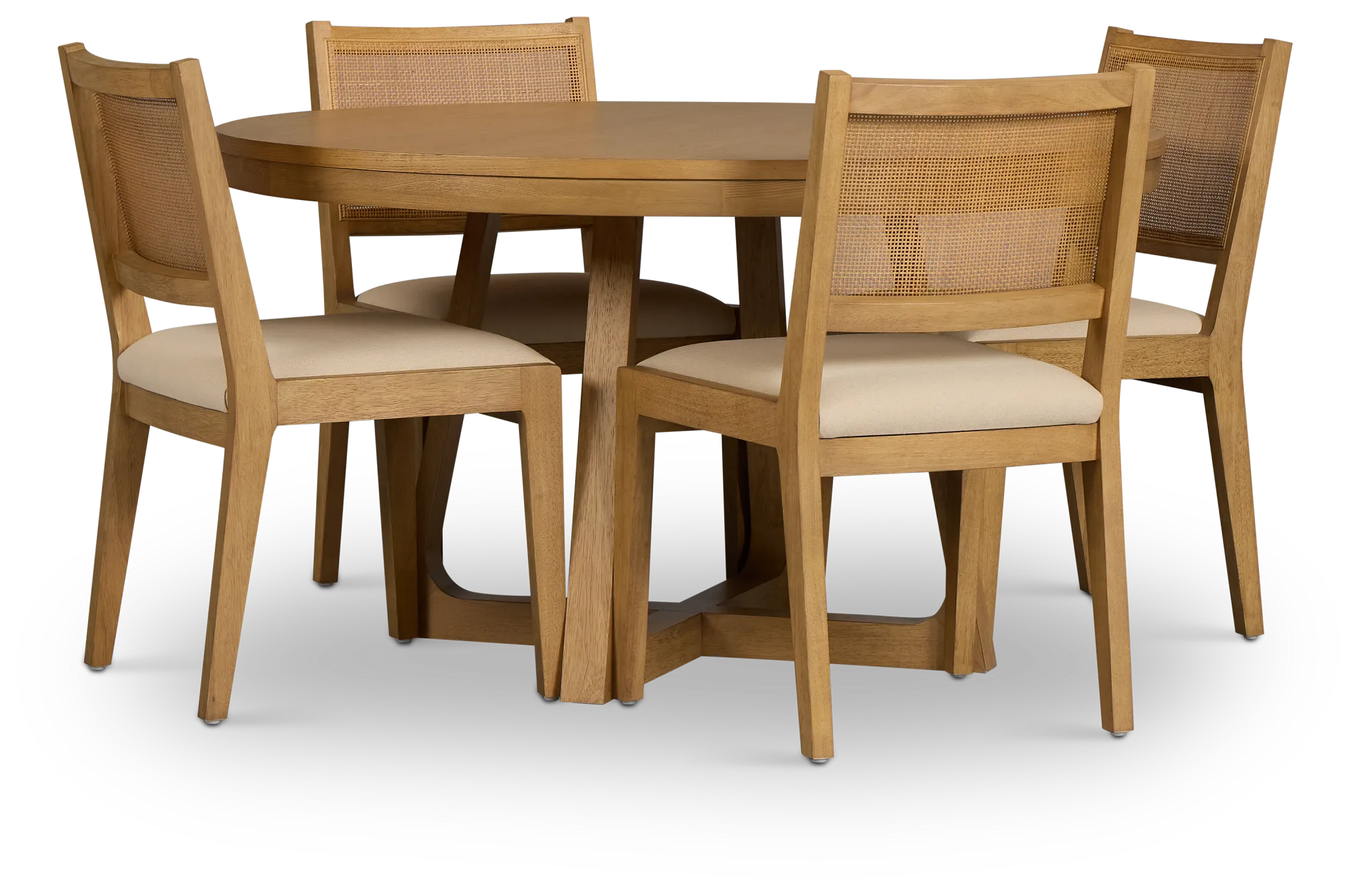 Pacific Light Tone Round Table & 4 Upholstered Chairs