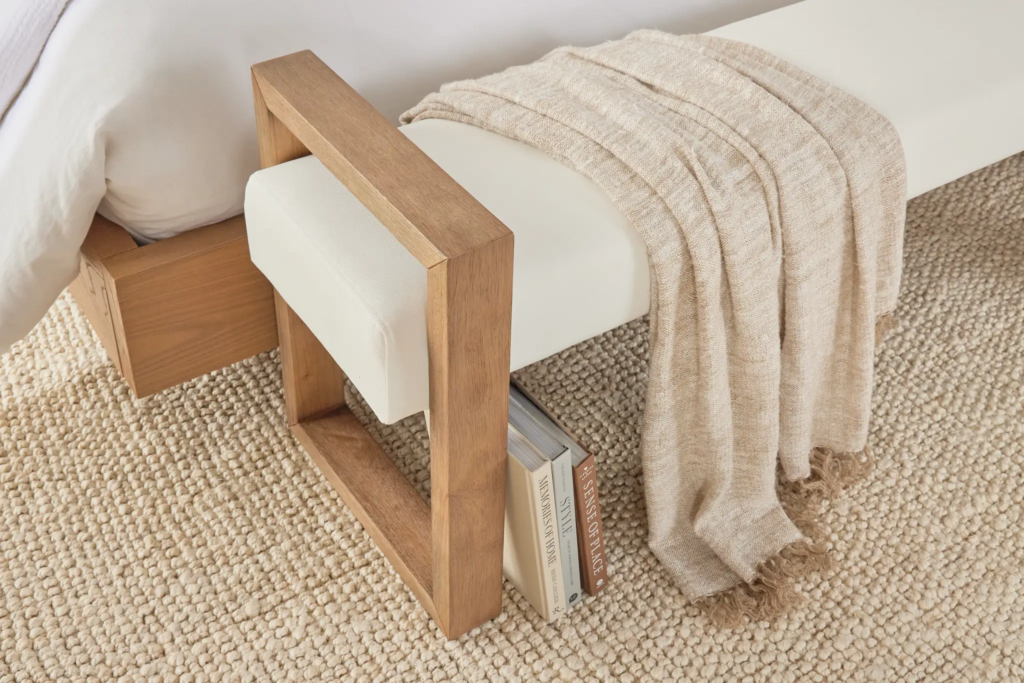 Haven White Upholstered Dining Bench Haven White Upholstered Dining Bench