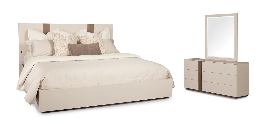 Brasilia Light Beige Platform Bedroom With Speaker