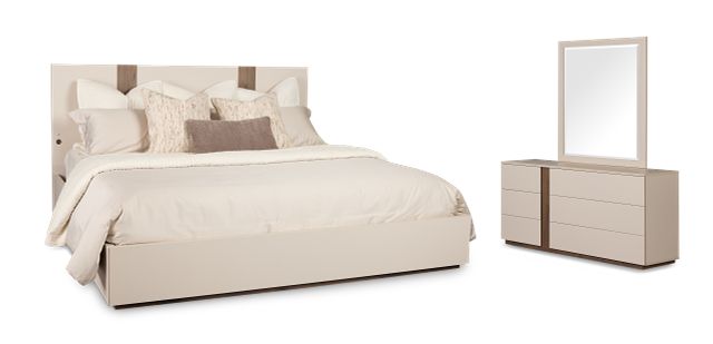 Brasilia Light Beige Platform Bedroom With Speaker